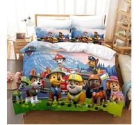 Housse de Couette PAW Patrol 140x200cm,Parure de Lit 1 en Microfibre,Housse de Couette avec 2 Taies d'oreiller 65x65 cm,Modèle C