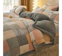 Housse de Couette Peluche 200x230 cm Multifonction Couverture Literie Couche Double épaissir Flanelle Doux Blanket Garder au chaud Coloré carré Motif Avec fermeture éclair et attaches de coin