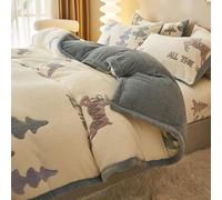 Housse de Couette Peluche 220x240 cm Multifonction Couverture Literie Couche Double épaissir Flanelle Doux Blanket Garder au chaud Blanc Forêt Cerf Motif Avec fermeture éclair et attaches de coin