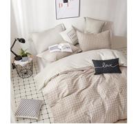 Housse de Couette Percale 100% Coton 80 Fils 240x220cm avec 2 taies d'oreiller 65x65cm Parure 3 Pièces FC-2513