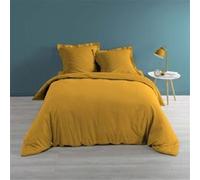 douceur d'intérieur, Housse de Couette (240 x 220 cm) Percaline Ocre, Percale de Coton