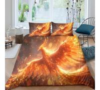 Housse de Couette Phénix 3D Imprimé, Microfibre, Fermeture Éclair Cachée