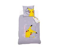 Housse De Couette Pikachu Pokémon 140x200 cm + 1 Taie d'oreiller 63x63 cm - 100% Coton - Mauve