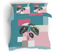 Housse de Couette Plantes en Pot avec 2 Taies d’Oreiller 65x65 cm, Boho Géométrique Parure de Lit Microfibre Douce et Respirante, 3 Pièces 220x230 pour Lit Double 2 Personnes f8Y2