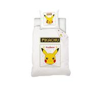 Housse De Couette Pokémon Pikachu Retro 140x200 cm + Taie D'oreiller Pikachu 63x63 cm - Blanc - 100% Coton