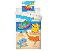 Pokémon – Parure de lit Pikachu à la plage – Microfibre – Housse 140x200 cm + taie 63x63 cm
