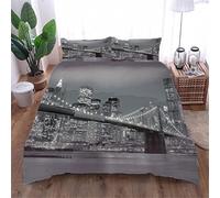 Housse de Couette Pont de New York Bedding Garçons Enfants Filles 3D imprimé Housse de Couette Set de literie Housse de Couette Microfibre Fermeture éclair 2 taies d'oreiller 140x200cm Cainahui13310