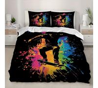 Housse de Couette pour Ado Adulte 140x200cm Skateboard Graffiti Coloré Parure de Lit 3 Pièces avec 2 Taie d'oreiller 65X65cm, Noir Parure De Lit 2 Personnes en Microfibre avec Fermeture Éclair
