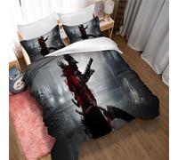 Housse De Couette pour Enfants Bloodborne Comforter Cover for Boys Girls Teens Decorative 3 Pieces Double Size Cool Style Bedding Set (BB 05,140 x 200 cm)