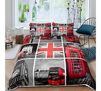 Housse de Couette pour Fille Big Ben Londres Rouge et Gris Londres