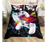 Housse de Couette pour Gar?on Aquarelle 3 pièces King Gamepad 220x240cm Ensemble de literie Jeux vidéo pour Enfants Gamepad Comfort Cover Gamer Game Controller Couvre - lit Chambre
