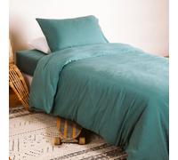 Housse de couette pur coton bio pour lit 1 personne eucalyptus 140X150