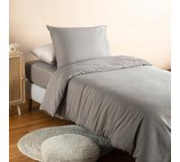 Housse de couette pur coton bio pour lit 1 personne gris tourterelle 140X200