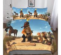 Housse De Couette Puss In Boots Impression D Anime Parure De Lit En Microfibre Hypoallergique Housses De Couettes Avec ¿¿Clair Pour Garcon Enfant Fille