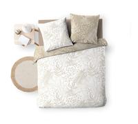 Housse de couette réversible - 220x240 cm + taies - Feuillage blanc et beige - B