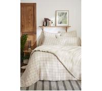 Housse de couette réversible GAÏA MATCH 260 x 240 cm - Gaze de coton Pampa, boutons bois, carreaux/beige