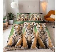 Housse de Couette Reversible Microfibre 200x200 cm Petit Tigre Animaux Naturels,Parure de Lit 3 Pièces Ensembles en Microfibre 2 Taies d'oreiller 50x75 cm avec Fermeture Éclair