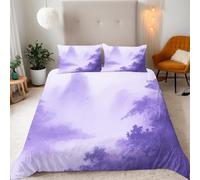 Housse de Couette Reversible Microfibre 240x260 cm Paysages Naturels Style Chinois,Parure de Lit 3 Pièces Ensembles en Microfibre 2 Taies d'oreiller 50x75 cm avec Fermeture Éclair