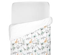 Housse de couette réversible pour enfant safari safari, vert, gris, blanc 140X150