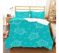 Housse De Couette Réversible Toute L'année I Famille De Tortues I Avec Fermeture à Glissière I Légère, Douce, Respirante Et Hypoallergénique (Tortue 05,140x200cm(1.2MBed))