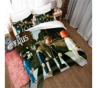 Housse De Couette Rock Band The Beatles Taie D'oreiller Parure De Lit Anti-Acariens Douce 15% Coton + 85% Microfibre