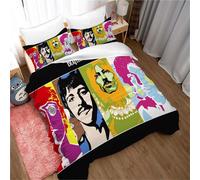 Housse De Couette Rock Band The Beatles Taie D'oreiller Parure De Lit Anti-Acariens Douce 15% Coton + 85% Microfibre
