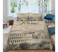 Housse de Couette Rome 3D Imprimé, Microfibre Housse de Lit Fermeture