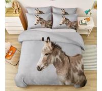 Housse De Couette Rustique Légère Et Respirante en Microfibre 220 x 240 | Parure De Lit Âne minimaliste Réversible Conçu, Gris Brun Toutes Saisons