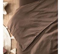 Housse de couette satin de coton bio lavé 1 personne brun 140X200