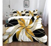 Housse de Couette Sets 260x240cm Art GéOméTrique Noir Doré Housse de Couette pour Adulte Multi Unique 3D Microfibre Literie Parure de Lit Fermeture Éclair avec 2 Taies d'oreiller