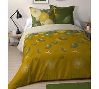 Housse de Couette Shitaka, Thème Fleuri, Jaune, Adulte, 240x260cm, 2 Personnes, 100% Coton