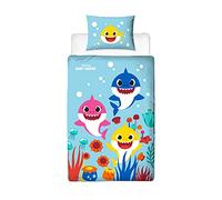 Housse de Couette Simple bébé Requin sous Licence Officielle | Réversible 2 Faces Arc-en-Ciel avec taie d'oreiller Assortie, Polycoton