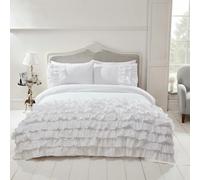 Housse De Couette Simple Ruffle Blanche Et Ensemble De Taies D'oreiller