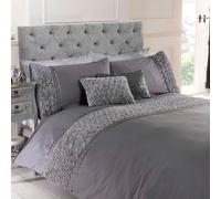 Housse De Couette Simple Ruffle Rose Grise Ensemble De Literie Élégant