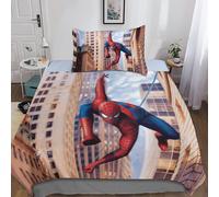 Housse De Couette Spider-Man, Ensemble De Literie Haut De Gamme 3 Pieces, Housse De Couette En Microfibre Douce, Motif Personnages Du Film Marvel, Pour Enfants, Adolescents Et Adul