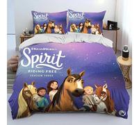 Housse De Couette Spirit Riding Free Horses, Parure De Lit Pour Enfants, Motif Chevaux De Dessin Anime, Taille King/Queen, Decoration De Chambre, Cadeaux