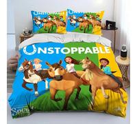 Housse De Couette Spirit Riding Free Horses, Parure De Lit Pour Enfants, Motif Chevaux De Dessin Anime, Taille King/Queen, Decoration De Chambre, Cadeaux