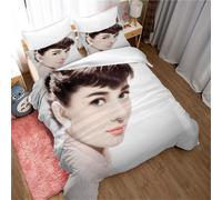 Housse De Couette Stars Célèbres, Acteurs Et Chanteurs Taie D'oreiller Literie Anti-Acariens Douce 15% Coton + 85% Microfibre, Audrey Hepburn