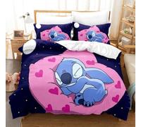 Housse de Couette Stitch 200x200 cm avec 2 Taies d'oreiller 50x75 cm - Ensembles de Housses de Couette en Polyester Brossée Douce