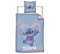 Aymax Parure de lit Stitch pour enfant - Housse de couette 140x200 cm + taie 65x65 cm - Polycoton