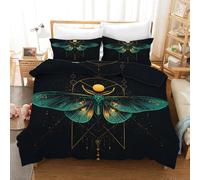 Housse de Couette Style Gothique Pour Garçons et Filles,Parure de Lit 260X240 Thème Halloween,Motif Papillon de Nuit,Pour Chambre D'Enfant,Housse de Couette Effrayante,Couvre-Lit en Microfibre Resp
