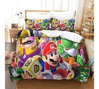 Housse De Couette Super Mario Bros Imprimé Motif Housse Couette Fermeture Éclair Douce Hypoallergénique Microfibre Adultes Et Enfants Parure De LitDouble(200x200cm)