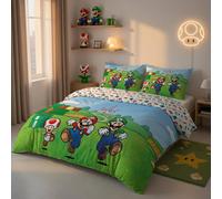 Housse De Couette Super Mario Coton Bleu 200X200 63X63