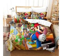 Housse De Couette Super Mario Imprim¿¿E En D Avec Taies D'oreiller, Parure De Lit Pour Adolescents Avec Fermeture ¿¿ Glissi¿¿Re, Housse De Couette En Mic