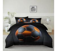 Housse De Couette Surréalisme Ballon De Football En Métal 220 x 240 cm Parure De Lit Personne, Gris Foncé Housse De Couette En Microfibre Et Taies D'Oreiller - Ensemble De Literie Pour Adulte Enfant