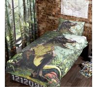 URBAN UNIQUE Housse de Couette de lit de Taille Simple Tyrannosaure Rex,1 Housse de Coussin Dinosaure, Parure de lit Dinosaure Jurassique