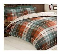 Rapport Lomond Check Parure de lit 100% Coton brossé Terracotta Simple
