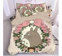 Housse de couette Totoro Mon voisin - 1 housse de couette en microfibre et 2 taies d'oreiller de - 100 % douce, 140x200cm[6623]