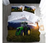 Housse de Couette Tracteur 140x200cm Enfant Parure de Lit 1 Personnes Tracteur Agricole Vert Microfibre Set Housse de Couette avec Fermeture Éclai avec 1 Taies d'oreiller 65x65cm