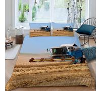 Housse De Couette Tracteur X Imprim¿¿ D Moissonneuse-Batteuse Champ De Bl¿¿ Parure De Lit Personnes Hypoallergique Microfibre Literie Pi¿¿Ces Avec Ferm